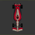 Red and White Formula 1 Racing Car with Streamlined Body and Large Wheels 3d model
