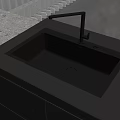 Modern Stainless Steel Kitchen Sink With Faucet On Gray Countertop And Cabinets