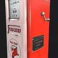 Vintage Red Industrial Gas Pump Equipment Featuring Firechief Branding Fuel Nozzle And Gauge