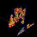 Vibrant Dragon Themed Landscape Sculpture With Colorful Lanterns And Intricate Designs