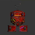 Red Metallic Robot Character With Round Body Rusty Texture Antenna And Eye Component