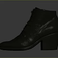 Black Leather Ankle Boots With Lace Up Design And Block Heel For Women