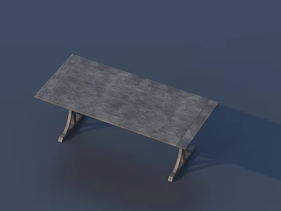Smooth Wooden Table With Rectangular Tabletop And Simple Sturdy Legs Design 3d model