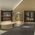 Elegant Modern Exhibition Hall Interior With Curved Architecture Lighting Display Areas And Polished Floor