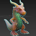 Colorful Dragon 3D Model for Game and Movie Fantasy Character with Shiny Scales