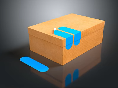 Practical Household Cardboard Box With Blue Sticky Tape And Extra Strip 3d model