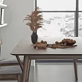 Modern Open Living And Dining Room With City View Gray Sofa And Marble Decor