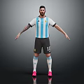 Argentine Football Player Wearing Blue White Striped Jersey Black Shorts And Pink Cleats