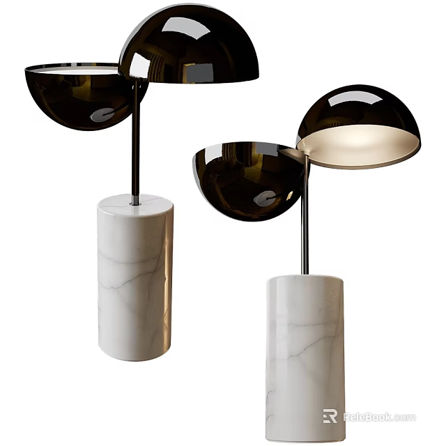 Elegant Modern Table Lamps With Marble Base And Spherical Shade Design 3d model