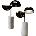 Elegant Modern Table Lamps With Marble Base And Spherical Shade Design 3d model