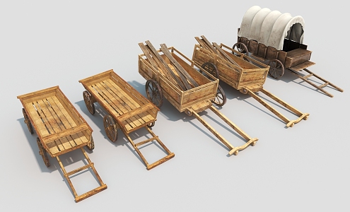 Scooter Carriage Wagon Frame Board Car Retro Car Shed 3d model