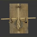 Vintage Wooden Lighting Combination With Gear Accents And Lever Details On Square Base
