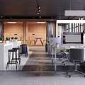 Modern Public Office Interior With Open Layout Desks Computers Chairs And Green Plants