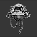 Futuristic Sci-Fi Mechanical Device with Cannon Like Parts Hatches Grilles and Support Struts
