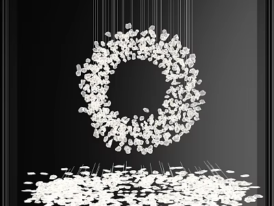 Modern Circular Crystal Chandelier With Hanging Transparent Elements On Black Background 3d model