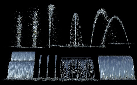 Modern fountain, water drop, water column, water column, water feature 3d model