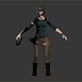 A Woman In Helmet Green Top Brown Pants With Quiver Wrist Guards On Gray Background