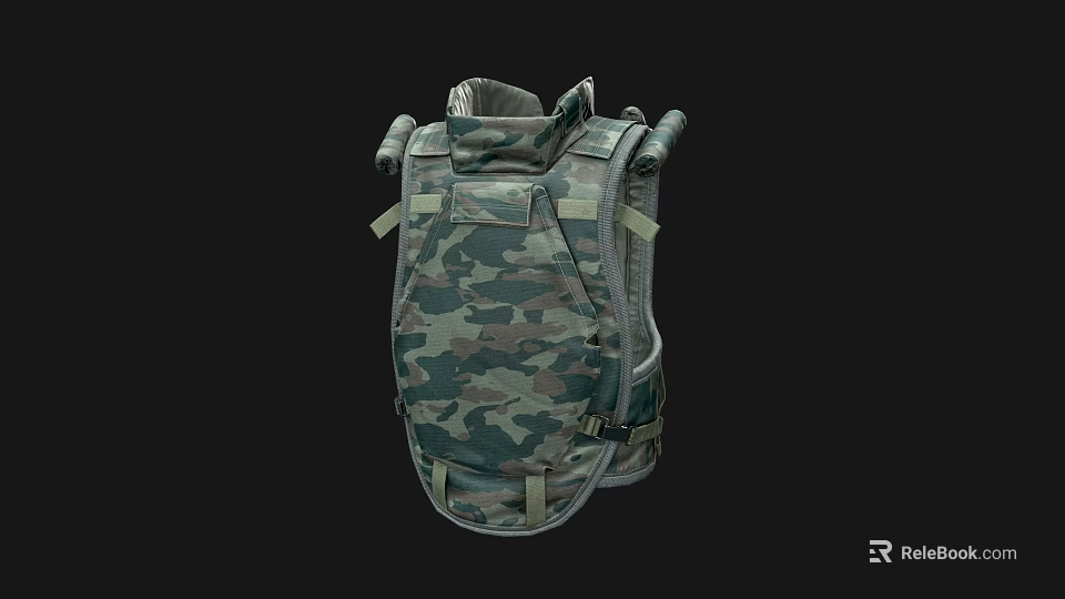 Camouflage Utility Vest With Adjustable Straps And Multiple Pockets For Daily Use 3d model 