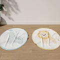 Round Carpets Featuring Dinosaur Lion Designs Blue Yellow Borders on Wooden Floor with Green Plant