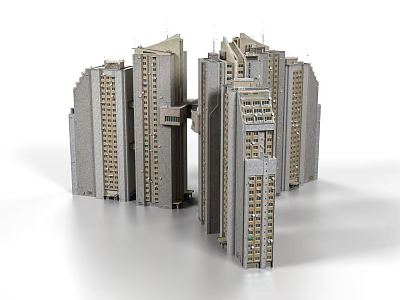Modern High Rise Residential Buildings With Multiple Structures And Exterior Design 3d model