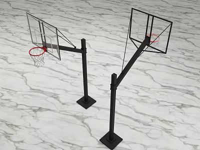 Sturdy Sports Equipment Basketball Hoops Standing On Smooth Marble Floor Surface 3d model