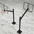 Sturdy Sports Equipment Basketball Hoops Standing On Smooth Marble Floor Surface