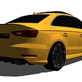 Yellow Audi Sporty Sedan with Black Wheels Red Brake Calipers and Sleek Front Design