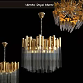 Modern Golden Chandelier Design With Transparent Glass Tubes And Decorative Elements