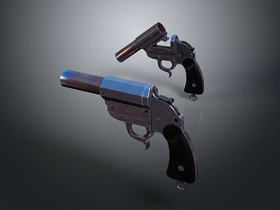 Two Classic Revolvers With Black And Brown Wooden Grips And Polished Metal Barrels Design 3d model