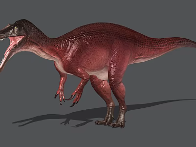 Red Reptile Dinosaur With Open Mouth Sharp Teeth And Standing Posture 3d model