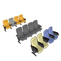 Modern Public Chairs With Yellow Gray Blue Colors And Armrest Design For Public Spaces
