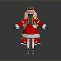 Cute Blonde Character In Red Green Outfit With Gold Accents White Trim And Green Gloves