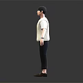 Man In Light Colored T Shirt Black Pants And Black Shoes Front Back Views