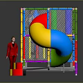 Colorful Commercial Kids Playground Equipment With Slide Net Fencing And Platforms