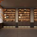 Modern Wooden Bookshelves With Shelves Books Decorative Items And Warm Lighting By Autumn Plant