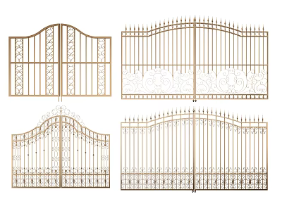Ornate Iron Gates with Arch Top Design and Decorative Patterns for Home Exteriors 3d model