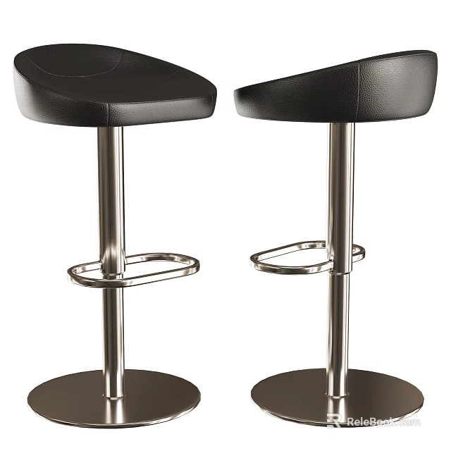 Modern Black Bar Stools With Padded Seats And Metal Support Frames 3d model