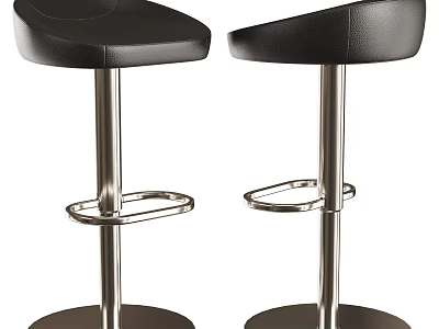 Modern Black Bar Stools With Padded Seats And Metal Support Frames 3d model