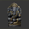 Elegant Seated Ganesha Statue With Intricate Golden Accents And Detailed Ornaments