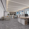 Spacious Bright Modern Public Office Area With Natural Light Orderly Workstations And Cozy Lounge Space