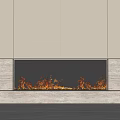 Modern Fireplace Interior Design With White Upper Cabinets And Burning Flames 3d model