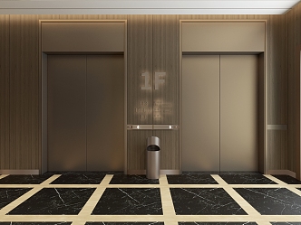 modern elevator hall elevator car 3d model