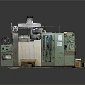 Industrial Processing Equipment With Green White Casing Control Knobs Pipes Yellow Stool And Platform