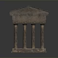 Classical Ancient Greek Style Stone Architecture Model With Columns And Pediment 3d model