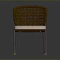 Leisure Chair With Stylish Wicker Backrest Pink Cushion And Metal Legs