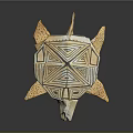 Intricate Handmade Origami Turtle With Geometric Shell Patterns On Dark Background