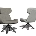 Modern Office Chair With Light Gray Fabric Wide Backrest And Black Base