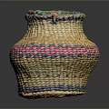 Handwoven Storage Basket With Colorful Stripes Natural Material Home Organizer