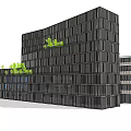Modern Office Building With Glass Facade And Green Roof Design Elements