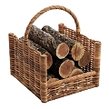 Modern Basket Round Rattan Log Basket 3d model